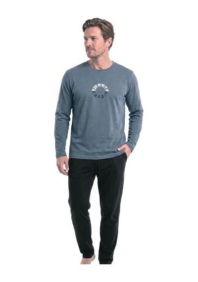 Pierre Cardin 6155 Erkek Uzun Kollu Bisiklet Yaka Pijama Takımı -gri