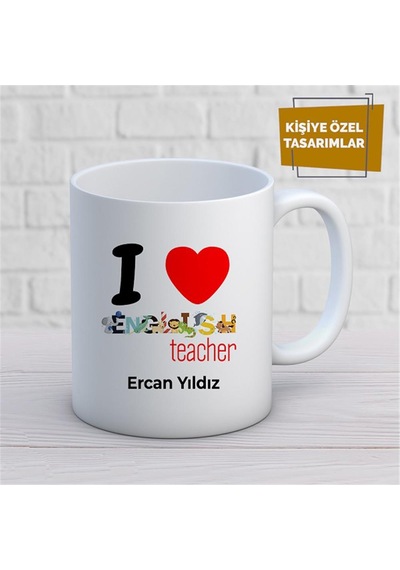 Kişiye Özel İsim Yazılabilir English Teacher Kupa Bardak Çok Renkli