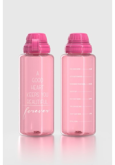Renga Ege Yazı Desenli 1000 Ml Tritan Matara 912141 Fuşya Fuşya