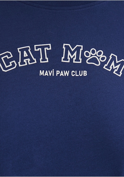 Mavi - Kedi Baskılı Lacivert Tişört 1613195-70491 Lacivert