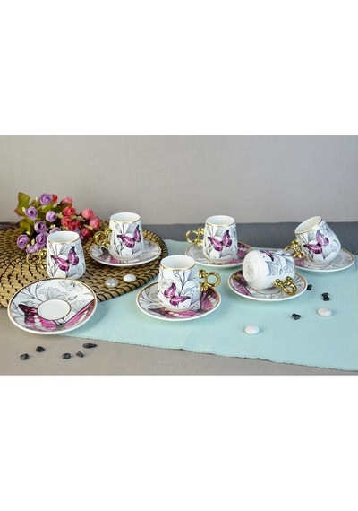 Floral Porselen Kahve Fincanı Royaleks-82454 Altın