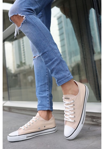 N Moda Unisex Keten Ayakkabı Spor Ayakkabı Günlük Sneakers Kısa Krem