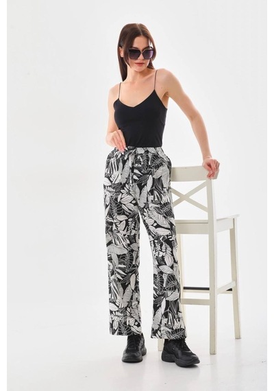 Polologin Butik Dokuma Viskon Siyah Yaprak Desenli Siyah Beyaz Bol Paça Viskon Pantolon Siyah Polologin Butik Dokuma Viskon Siyah Yaprak Desenli Siyah Beyaz Bol Paça Viskon Pantolon Siyah