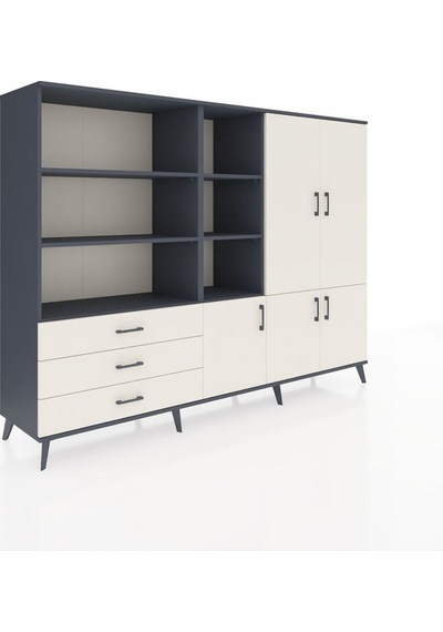 Hyperion Dolap 11 Raflı 3 Çekmeceli 5 Kapaklı 220x44x163 Antrasit Antrasit-aytaşı Hyperion Dolap 11 Raflı 3 Çekmeceli 5 Kapaklı 220x44x163 Antrasit Antrasit-aytaşı