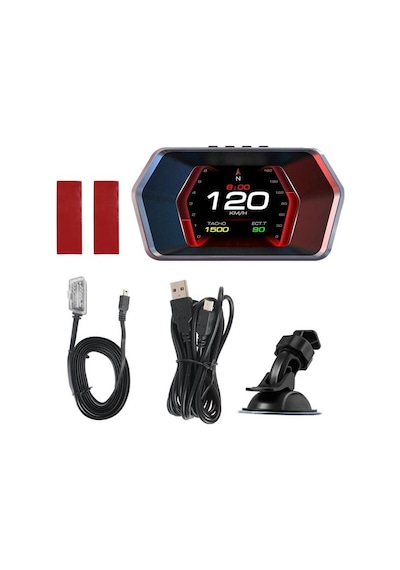 P17 Hız Ölçer Hud Obd2 Araç Bilgisayarı Gps Çift Sistemli Dijital Kilometre Su Yağ Sıcaklığı