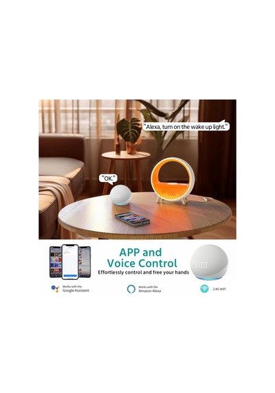Momılla Kablosuz Şarj İstasyonu, Bluetooth Hoparlörlü Gündoğumu Çalar Saat