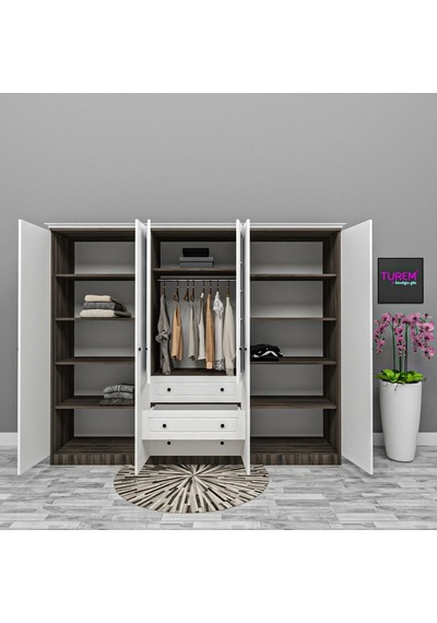 Bale 6 Kapılı Modern Gardrop Suntalam Antrasit