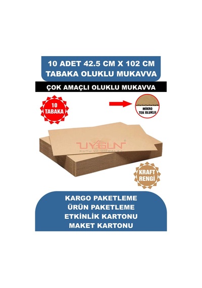 10 Adet 42.5cm X 102cm Baskısız Tabaka Oluklu Mukavva, Çocuk Etkinlik Kartonu, Maket Kartonu, Kargo Kartonu