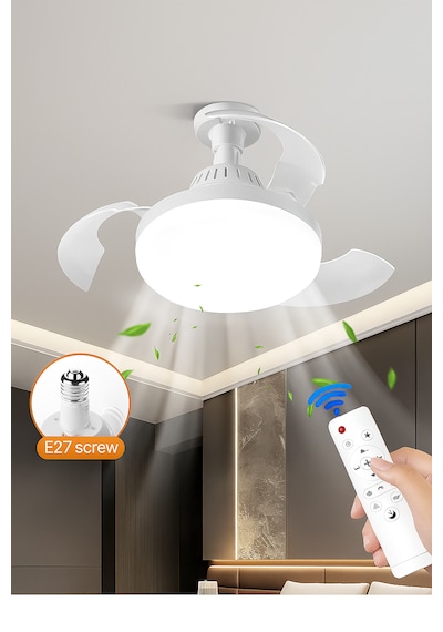 Led Işıklı Katlanabilir Akıllı Tavan Vantilatörü Sessiz Fan