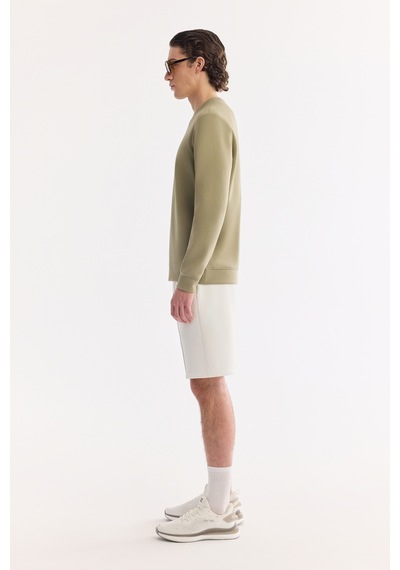 Avva Erkek Haki Bisiklet Yaka Pamuklu Kolay Ütülenen Sbi-stretch Regular Fit Sweatshirt A61y1205