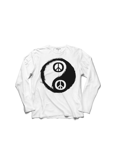 Yin Ying Yang Barış Simge Sembol Logosu Uzun Kollu Tişört (518431133)