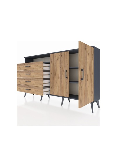 Arges Konsol 3 Raflı 4 Çekmeceli 2 Kapaklı 176x30x99 Antrasit-çam Atlas Çam/atlas Çam - Antrasıt Arges Konsol 3 Raflı 4 Çekmeceli 2 Kapaklı 176x30x99 Antrasit-çam Atlas Çam/atlas Çam - Antrasıt