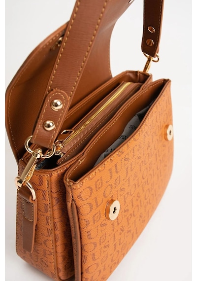 Just Polo Kadın Taba Baskı Desenli Kolon Askılı 3 Bölmeli Omuz Çantası 2184mh 10564988