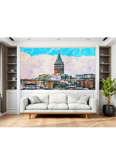 Yağlı Boya Galata Kulesi Çalışması Poster Duvar Kağıdı Renkli