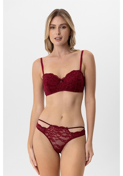 Pierre Cardin Lingerie Lotus Straplez Dantelli Sütyen Takımı Bordo