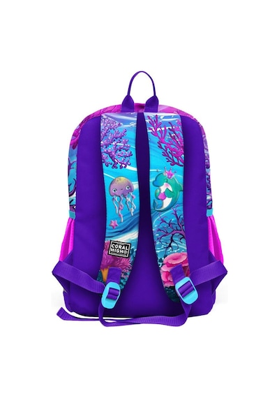 Coral High Kids Pembe Mor Kaplumbağa Desenli 3 Lü Okul Çanta Seti Set0123756 Çok Renkli