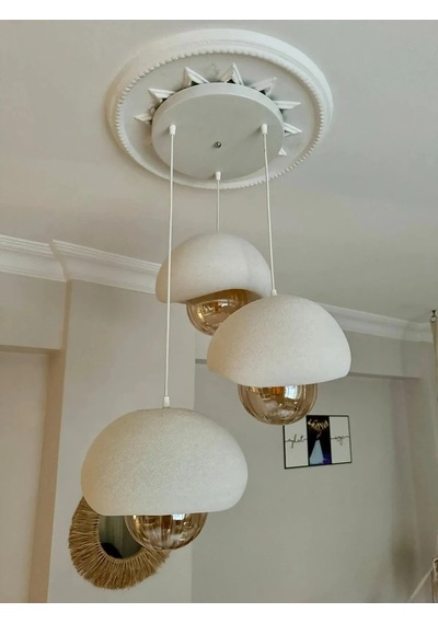 3'lü 20 Cm Tekli Beton Görünüm Modern Sarkıt Pinterest Bohem Avize - Siyah Siyah