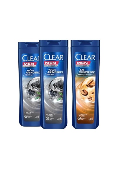 Men Yoğun Arındırıcı Kömür Kepeğe Karşı Etkili Şampuan 350 Ml X2 Clear Men Saç Dökülmesine Karşı Kahve Diğer
