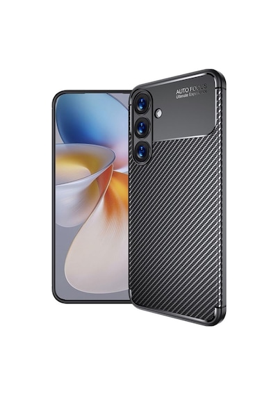 Samsung Galaxy S25 FE Uyumlu Silikon Kılıf Karbon Desenli Darbe Emici Autofocus Koruma Kapak