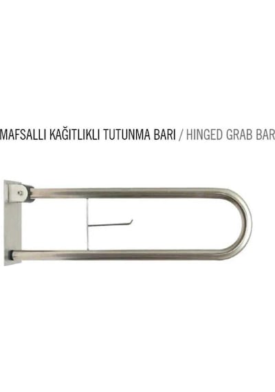 Bedensel Engelli Mafsalli Kâğıtlıklı Klozet Yanı Tutunma Barı Engelli Tutamal Beyaz