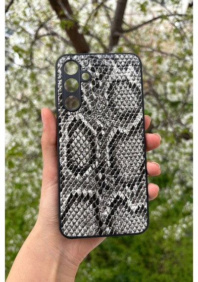 Samsung Uyumlu Galaxy A16 Yılan Desenli Kabartma Dokulu Kılıf Beyaz