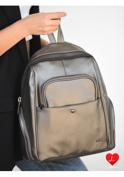 Jara Bag Freya Kadın Sırt Çantası Şık, Yumuşak Dokulu Ve 5 Bölmeli Gümüş