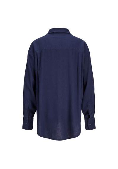 Jjxx Kadın Jxjamıe Oversize Uzun Kollu Keten Gömlek 12269668 Lacivert Lacivert