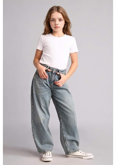 Defacto Baggy Fıt Jean Pantolon Kız Çocuk H6075a826spnm28 Mavi-nm28