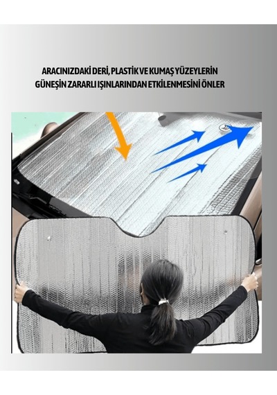 Lexroo Metalize Reflektörlü Katlanabilir Araç Güneşliği Yüksek