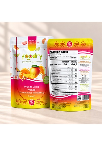 Foodry Dondurularak Kurutulmuş Mango Freeze Dry Mango Katkısız Çıtır Meyve Atıştırmalığı 6 x 17 G