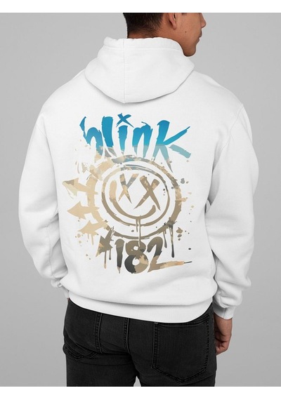 Sevbano Blink-182 Müzik Grubu Baskılı Unisex Oversize Tasarım Rock Metal Beyaz