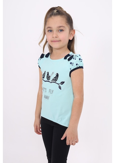 Toontoy Kids Toontoy Kız Çocuk Nakış Detaylı Tişört Açık Mint Yeşili