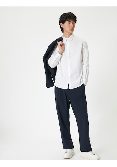 Koton Basic Gömlek Uzun Kollu Düğmeli Klasik Yaka Slim Fit Beyaz 4sam60171hw Beyaz