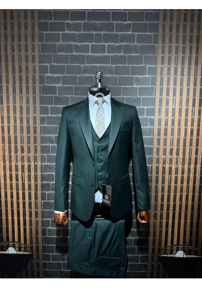 Dupont Classics Dupont Erkek Slim Fit 6 Drop Filafil Viskon Sivri Yaka Çift Yırtmaç Yelekli Takım Elbise Yeşil Dupont Classics Dupont Erkek Slim Fit 6 Drop Filafil Viskon Sivri Yaka Çift Yırtmaç Yelekli Takım Elbise Yeşil