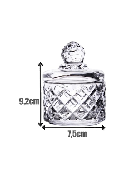Lexroo Lüx Kristal Mini Cam Şekerlik & Cam Lokumluk, Kesme Cam Lüx Şekerlik 7.5cm 9.2cm - 06641 Çok Renkli