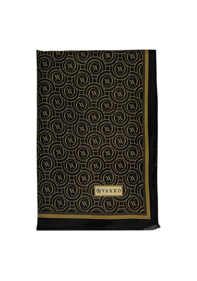 Vakko Twill İpek Şal - Helezon Monogram - Acı Kahve