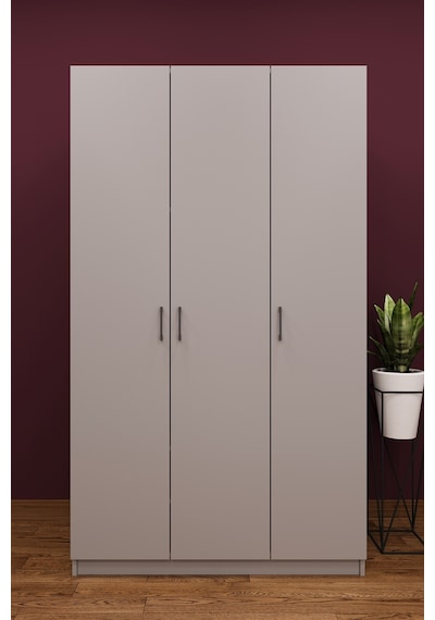 Asra Trend 3 Kapaklı Gardırop G-01 %100 MDF Geniş Hacimli Elbise Dolabı Kül Gri