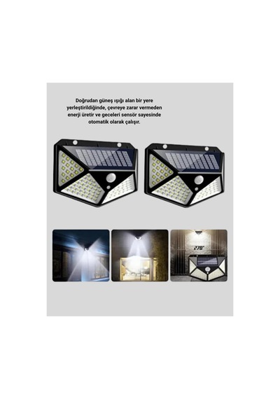 Güneş Enerjili Aydınlatma 100 Led Sensörlü Solar Dış Mekan Lamba Çok Renkli Çok Renkli