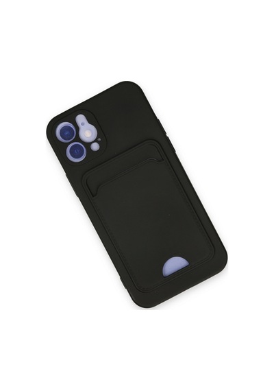 Apple iPhone Uyumlu - 12 Kılıf Kelvin Kartvizitli Silikon - Siyah