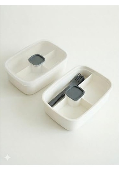 3 Bölmeli Sızdırmaz Lunch Box - Beyaz