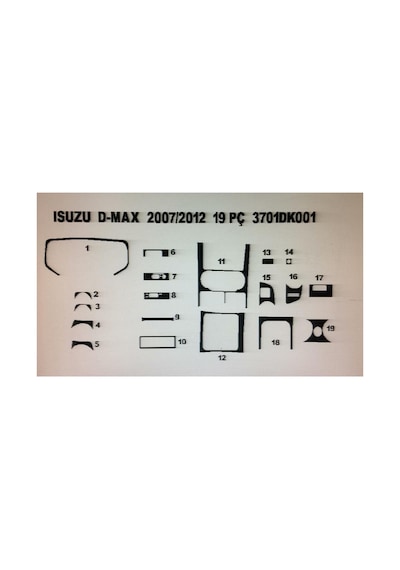 Isuzu D-max 2002-2006 19 Parça Torpido Kaplama Renk Karbon