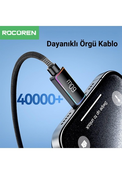 60w Type-c To Type-c Rgb Aydınlatmalı Örgülü Şarj Ve Data Kablosu 2 Metre Diğer