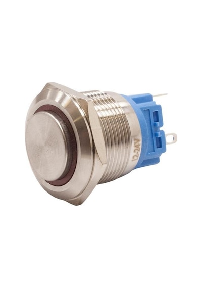 Motorobit 22B-G1-E 22Mm Çıkık Yaylı Işıklı Metal Buton - Kırmızı