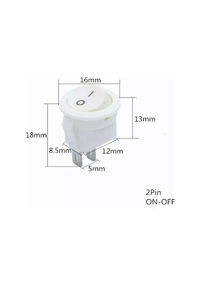 50 ADET IC-134E MİNİ S YUVARLAK IŞIKSIZ ANAHTAR ON-OFF 2P BEYAZ
