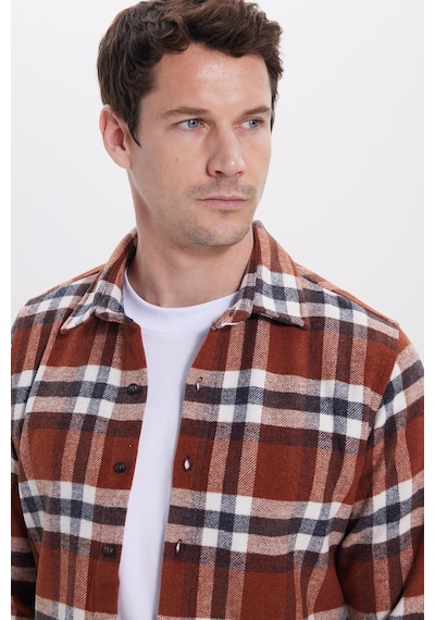 Tudors Erkek Slim Fit Dar Kesim Kareli Kışlık Oduncu Gömlek-42225 Kahverengi Tudors Erkek Slim Fit Dar Kesim Kareli Kışlık Oduncu Gömlek-42225 Kahverengi
