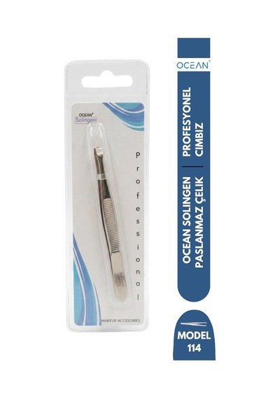 Ocean Solingen Cımbız Çizgili Krom Düz Ağız Asu-114