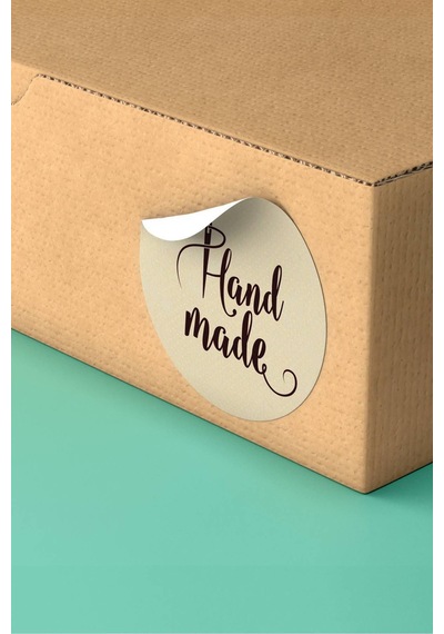Kraft Hand Made El Yapımı Paketleme Sticker Etiket 3x3cm St2116 Çok Renkli
