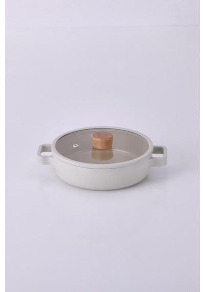 English Home Neoflam Fika Cam Kapaklı Alüminyum Sahan 20cm Bej