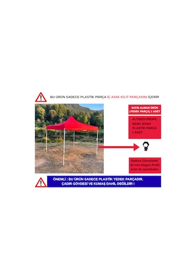 3x3 M 40 Mm Altıgen Profil Tente Plastik Yedek Parçaları Alt Kilit Siyah
