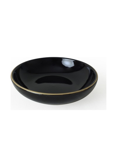 Keramika Siyah Gold Halka Çerezlik / Sosluk 13 Cm 6 Adet Siyah